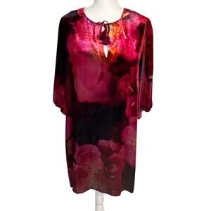 Johnny Was NWT velvet Vesna mini dress ruby bloom boho rayon silk size L